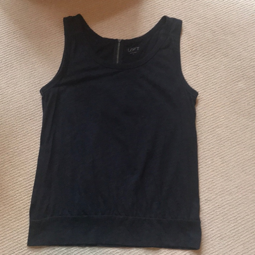 LOFT Navy Zip Tank - S